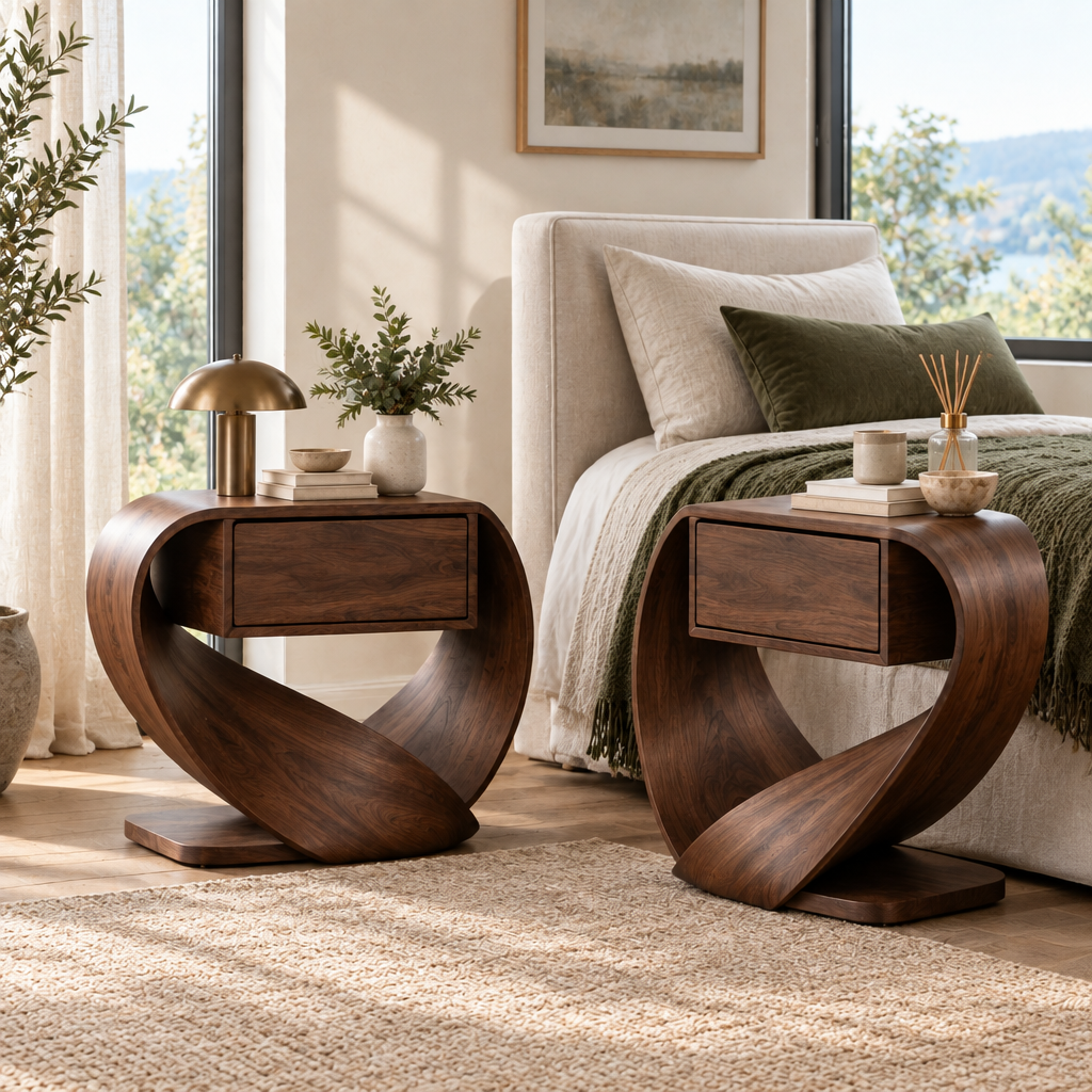 Atelier Ribbon Nightstands, Set of 2 in a living space