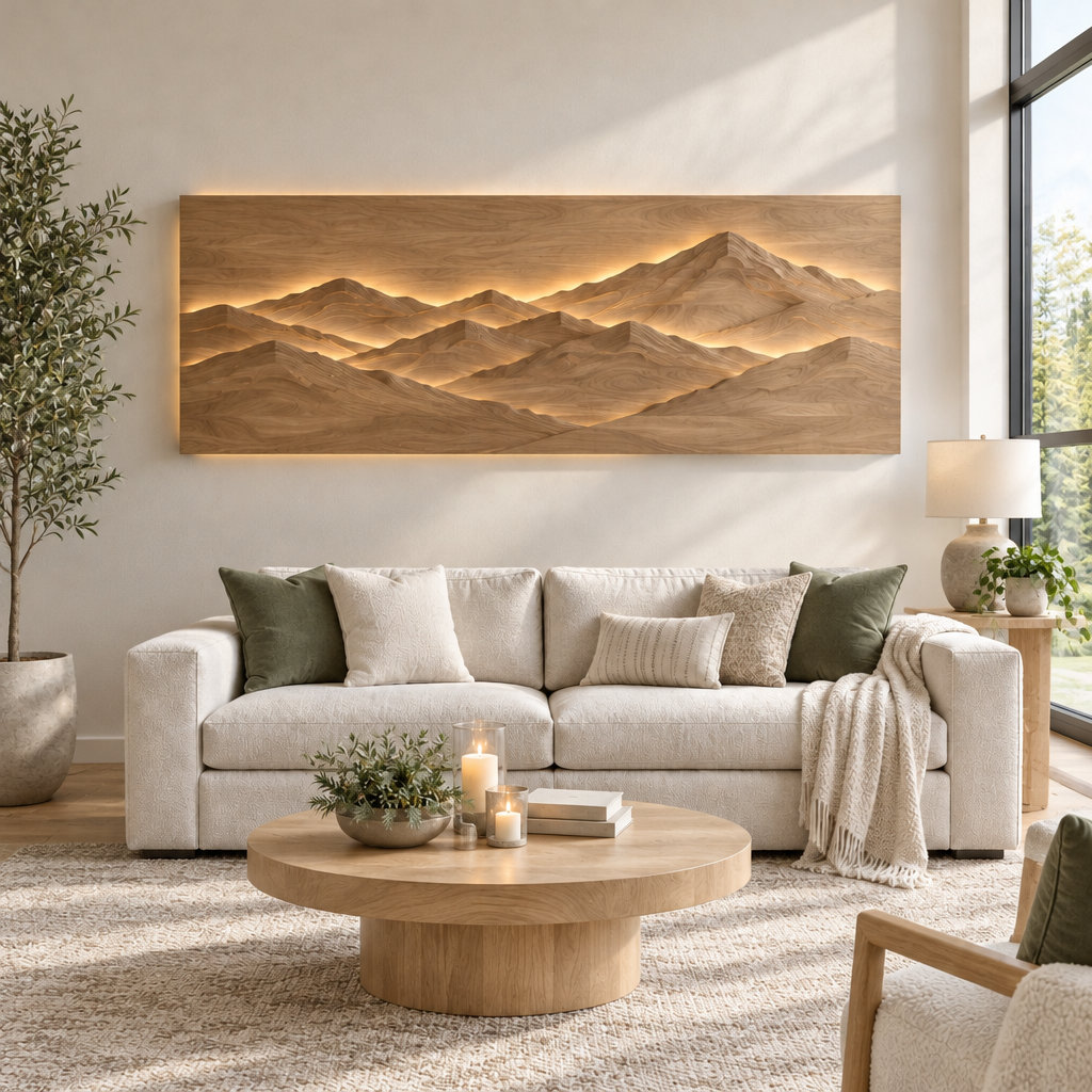 Atelier Mountain Ridge LED Wall Panel in Natural Oak finish