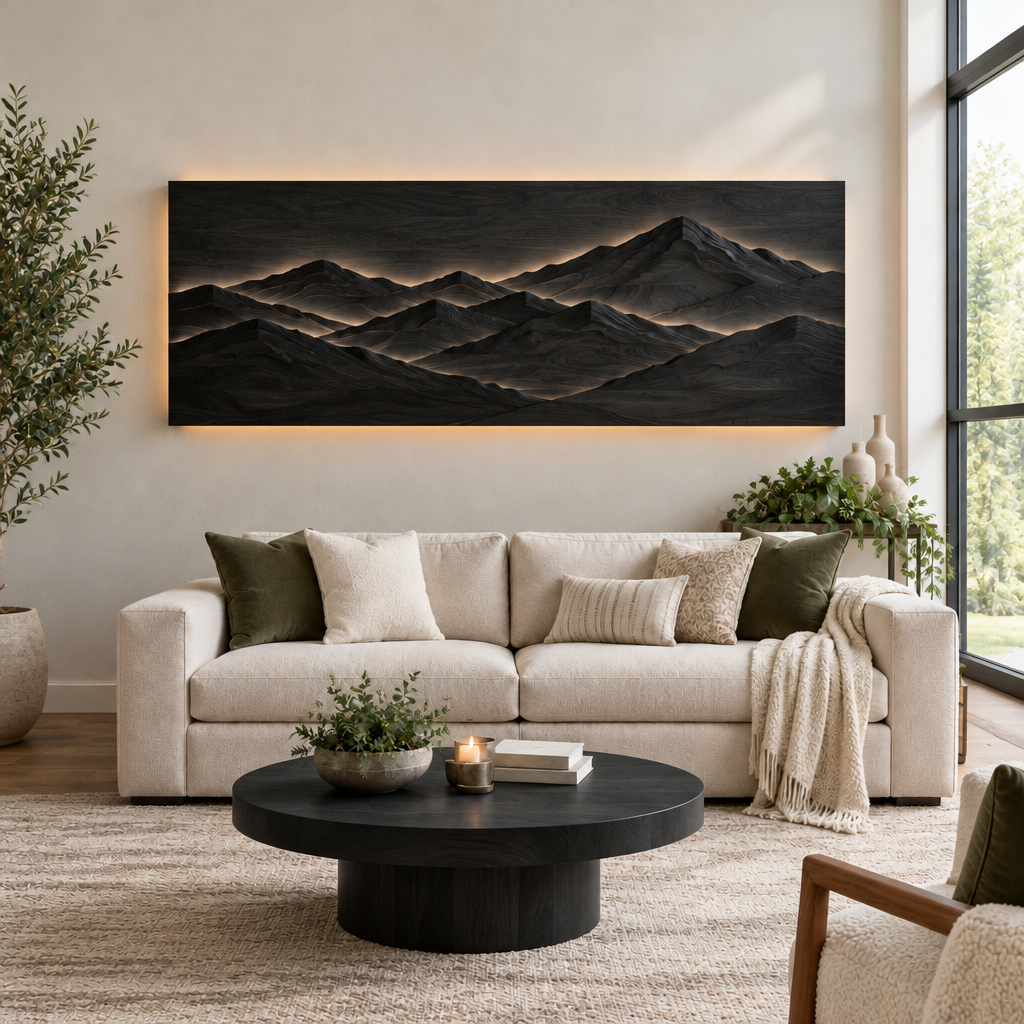 Atelier Mountain Ridge LED Wall Panel in Ebonized Black finish