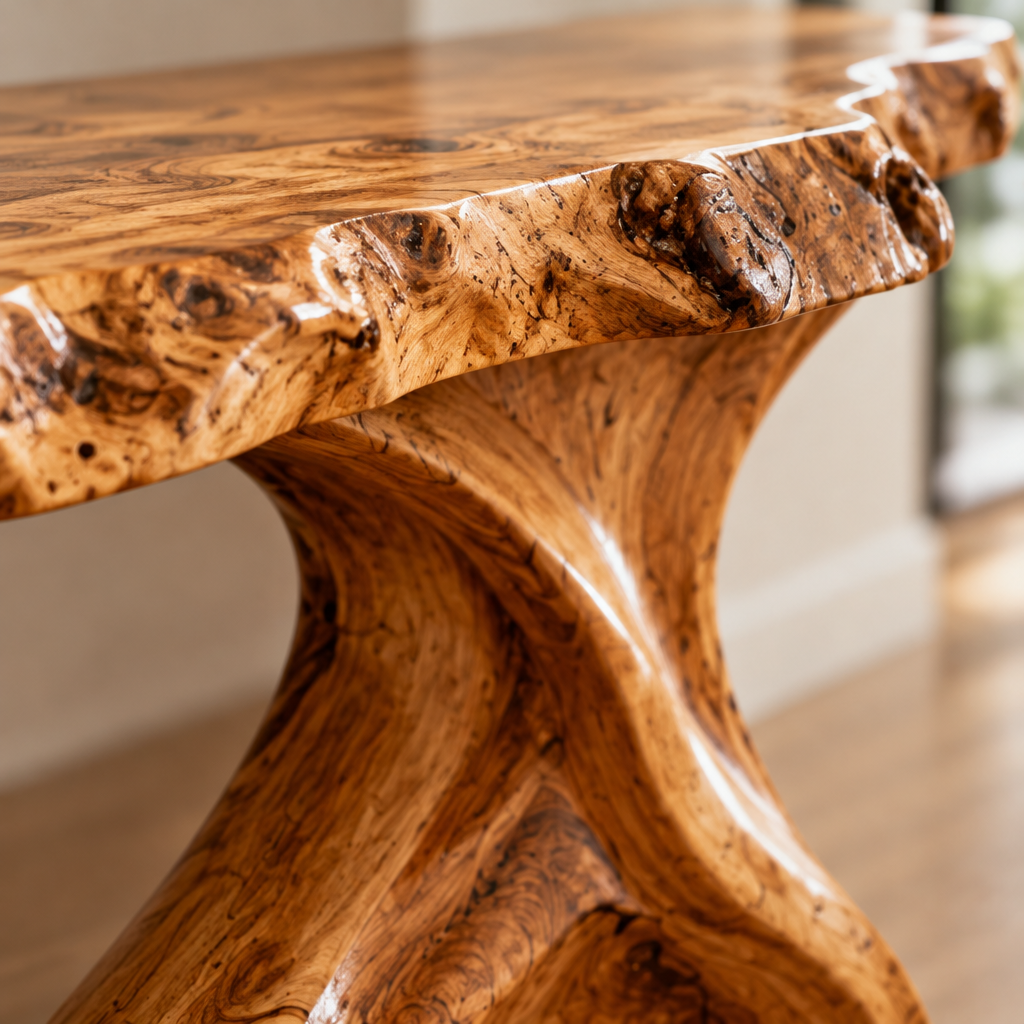 Riverbend Live-Edge Sculpted Console wood grain close-up