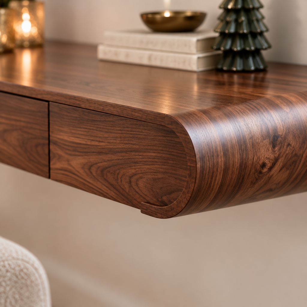 Atelier Floating Wall Desk wood grain close-up