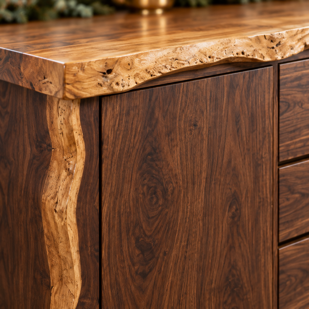 Riverbend Live-Edge Sideboard wood grain close-up