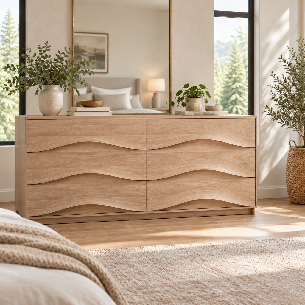 Atelier Wave Front Dresser in Natural Oak finish