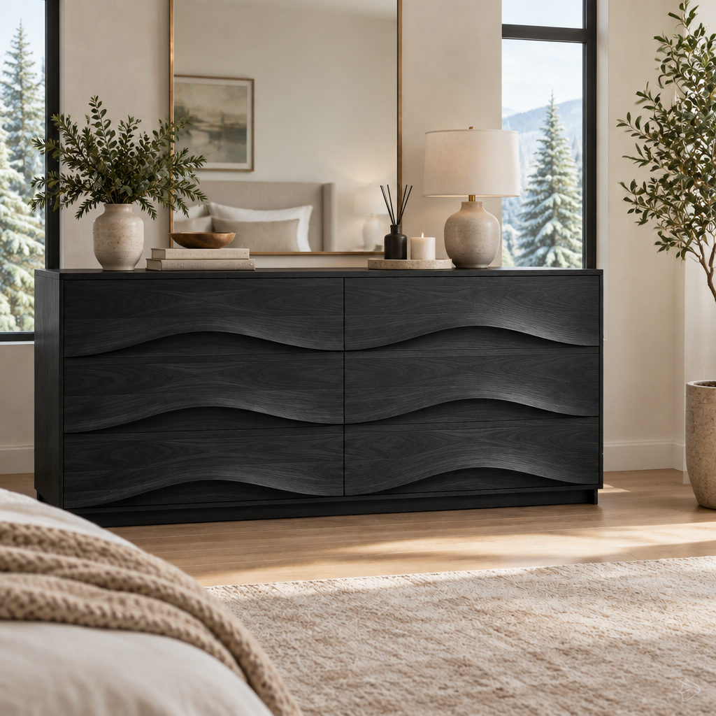 Atelier Wave Front Dresser in Ebonized Black finish