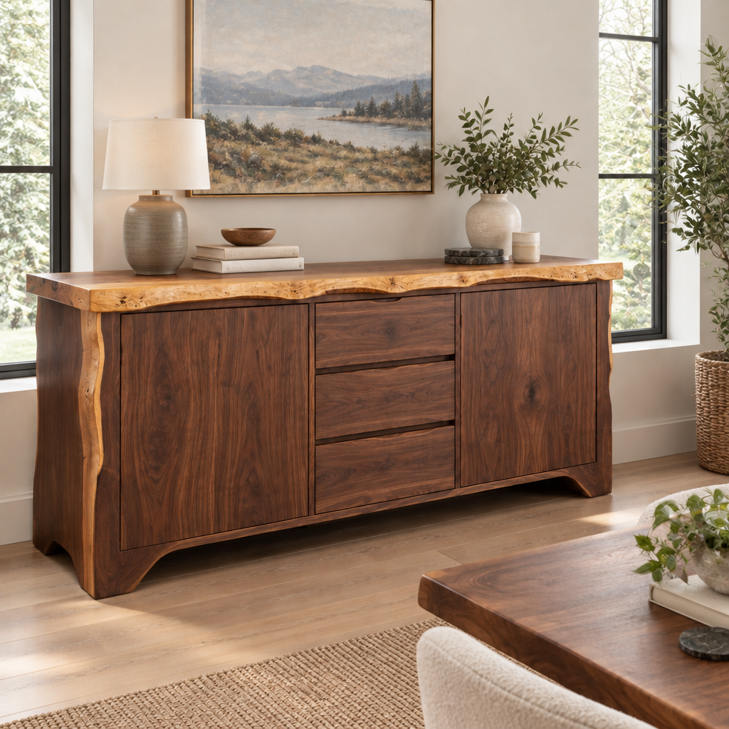 Riverbend Live-Edge Sideboard in a living space