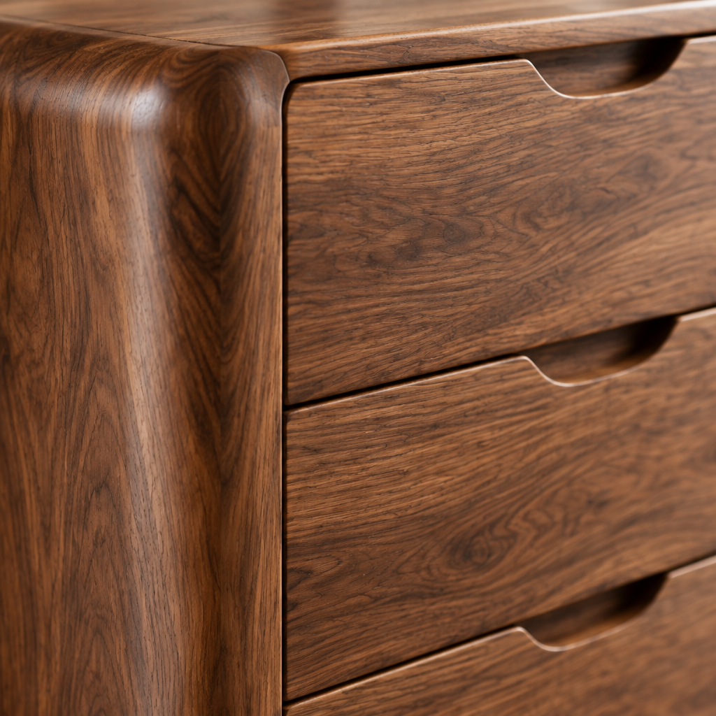 Atelier Sculpted Tall Chest wood grain close-up