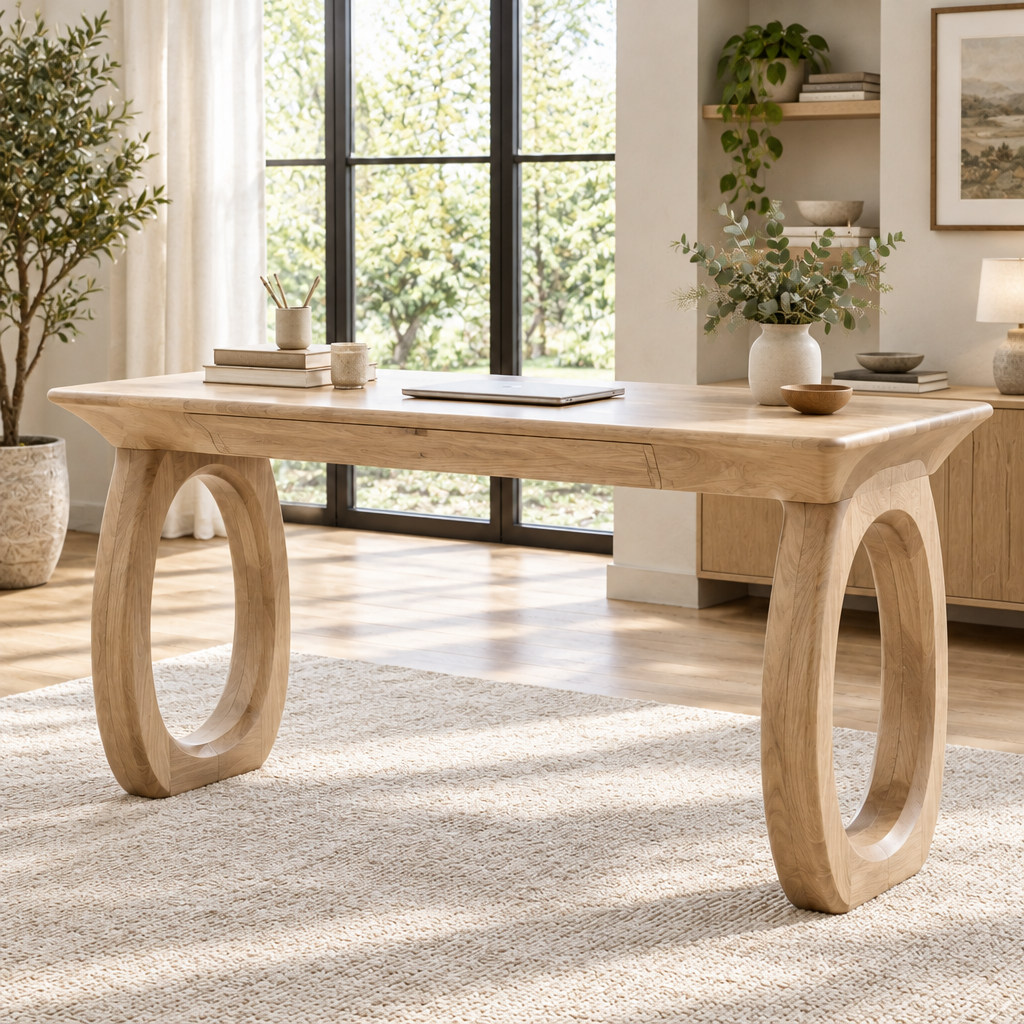 Atelier Twin-Loop Desk in Natural Oak finish