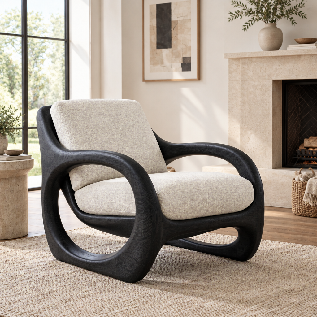 Atelier Hoop Lounge Chair in Ebonized Black finish