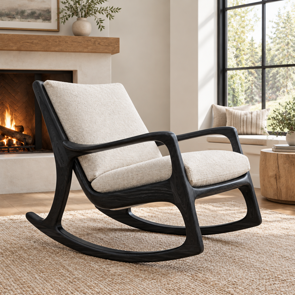 Atelier Sculpted Rocking Chair in Ebonized Black finish