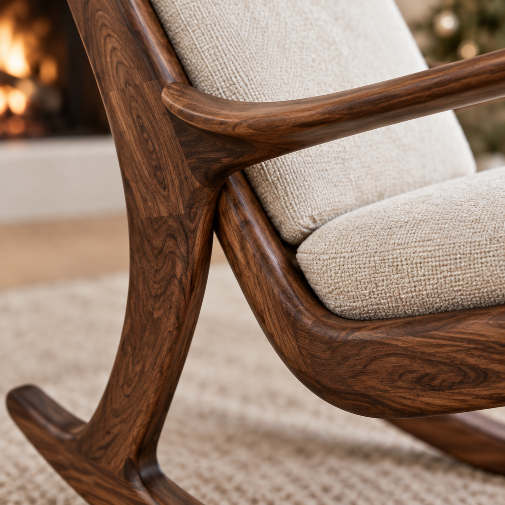 Atelier Sculpted Rocking Chair wood grain close-up