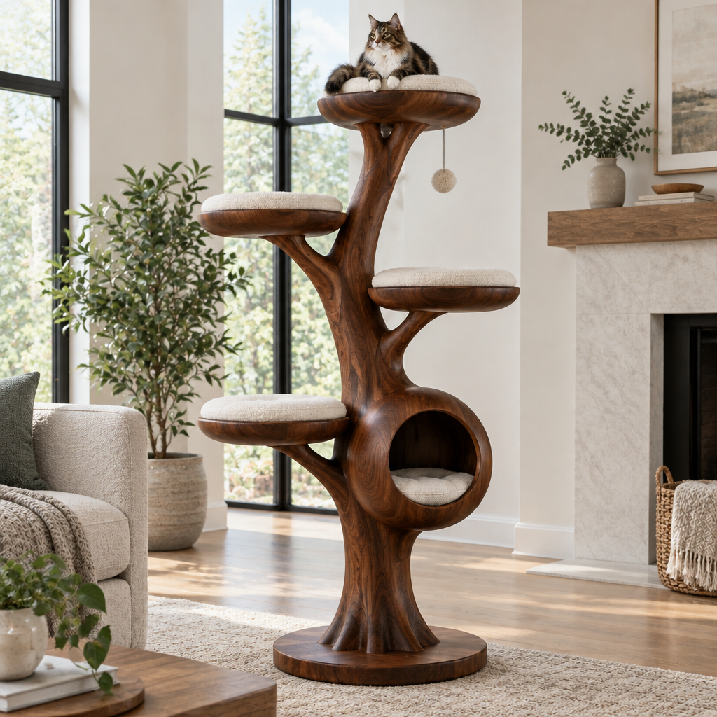 Atelier Sculpted Cat Tree Tower in a living space