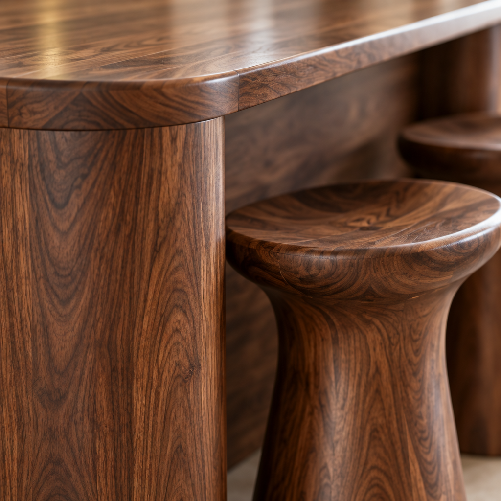 Atelier Sculpted Kitchen Island Counter wood grain close-up