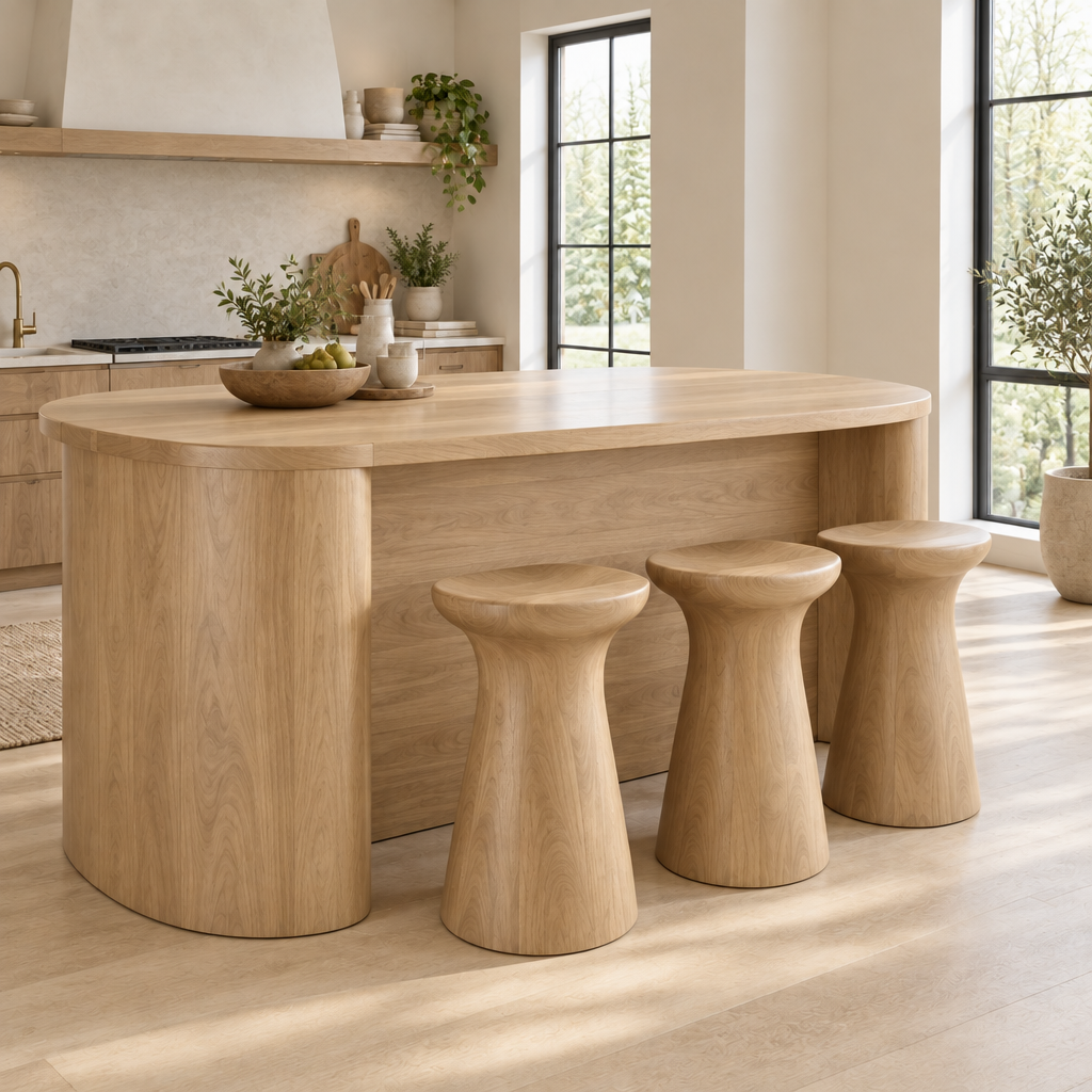 Atelier Sculpted Kitchen Island Counter in Natural Oak finish