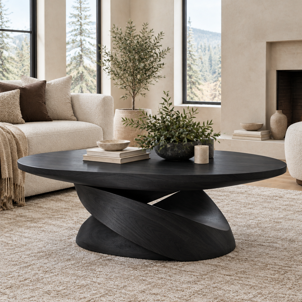 Atelier Twisted Ribbon Coffee Table in Ebonized Black finish