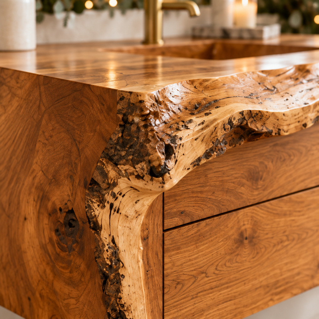 Riverbend Live-Edge Drawer Vanity wood grain close-up