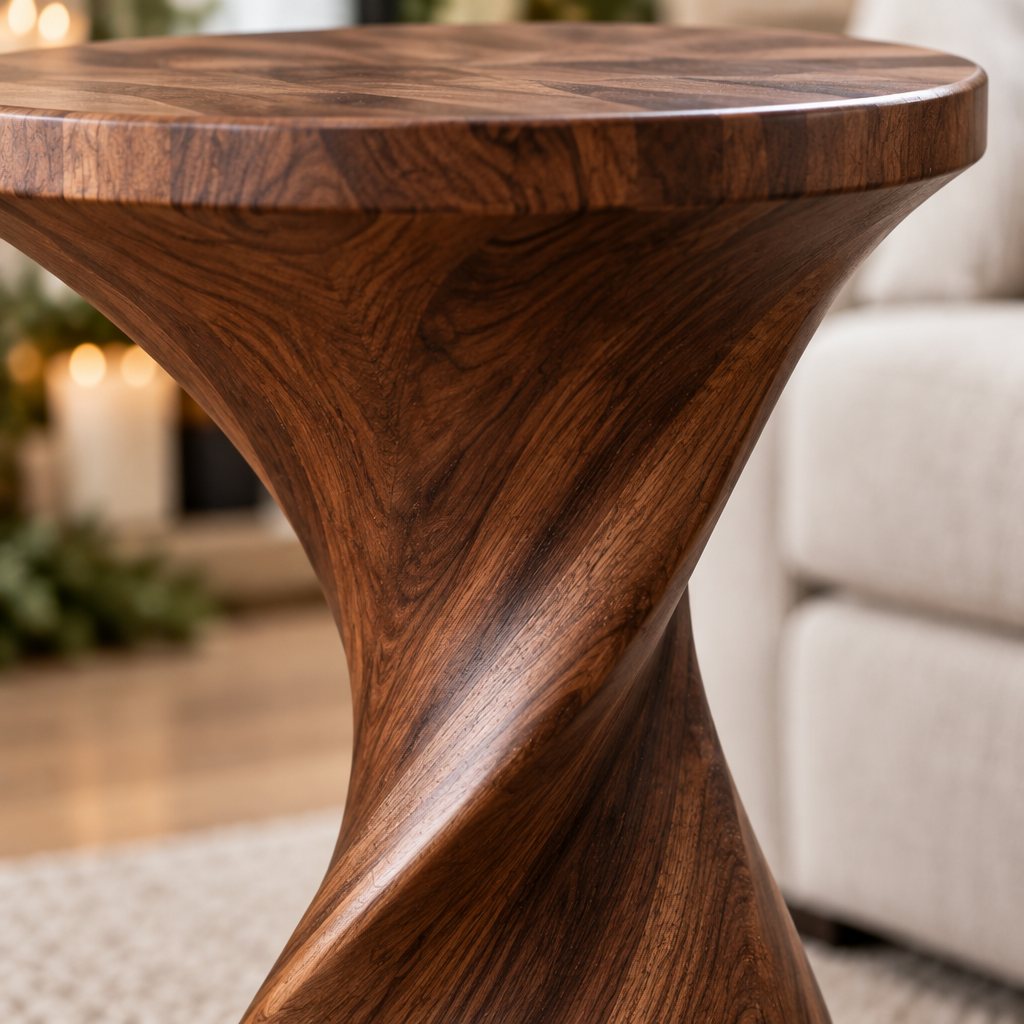 Atelier Sculpted Side Tables, Set of 2 wood grain close-up