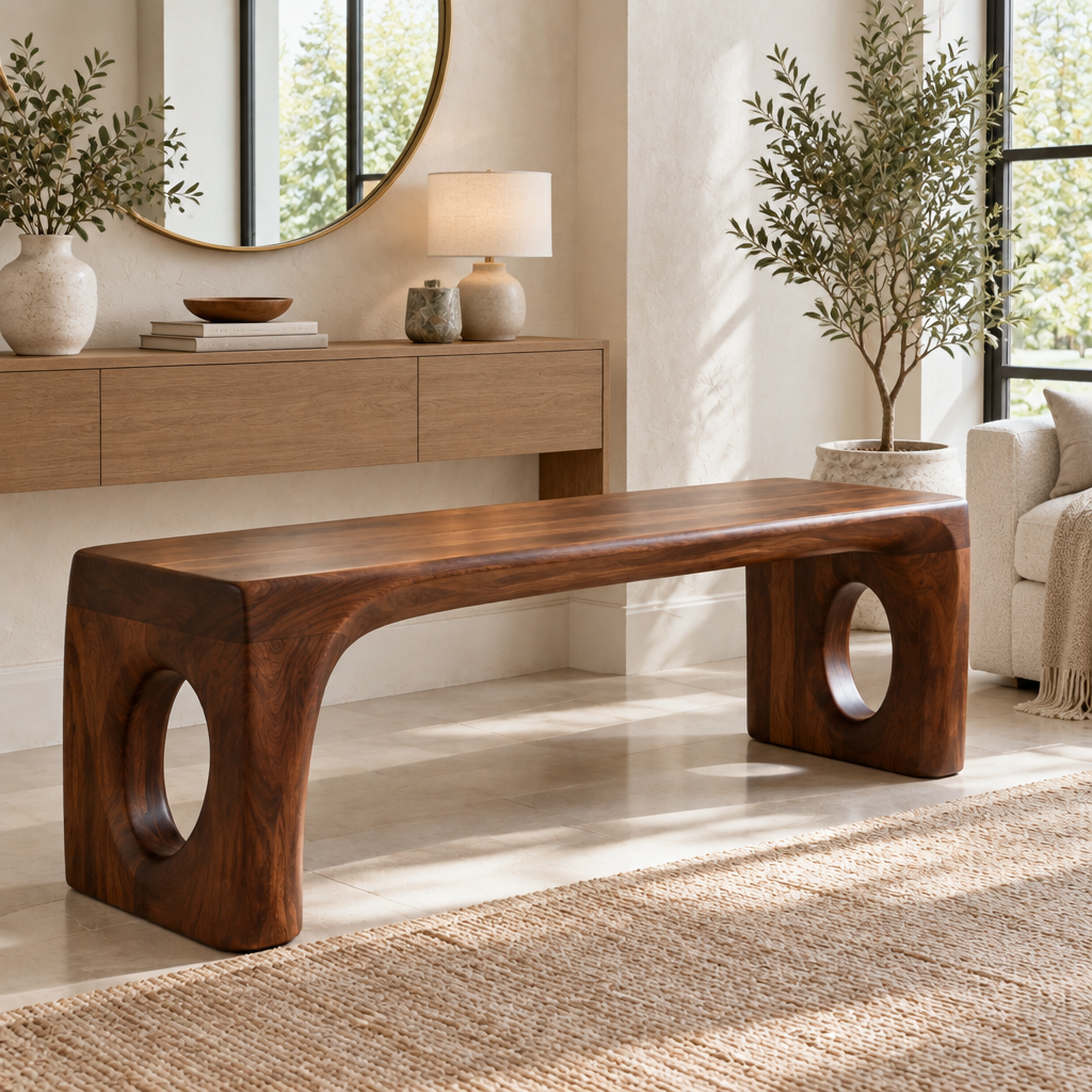 Atelier Double-Arch Bench in a living space