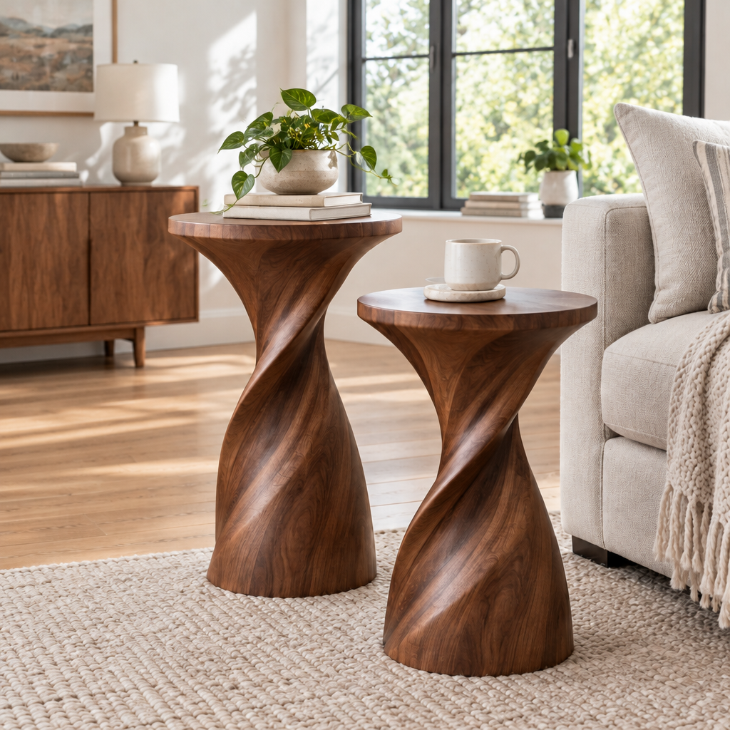 Atelier Sculpted Side Tables, Set of 2 in a living space