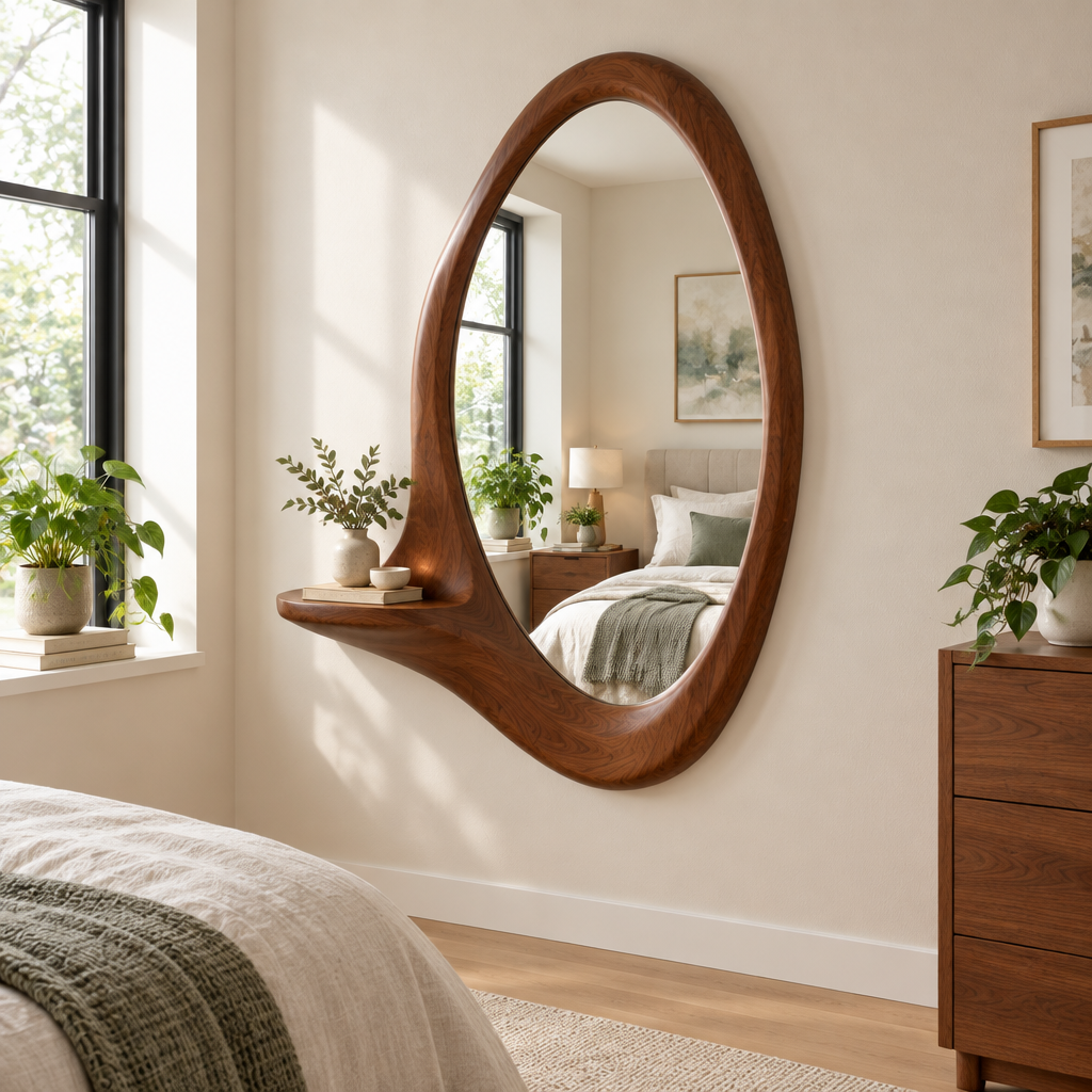 Atelier Sculpted Wave Wall Mirror side view