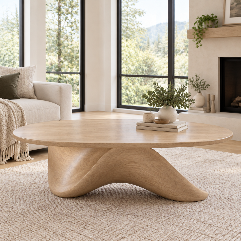 Atelier Wave Base Coffee Table in Natural Oak finish