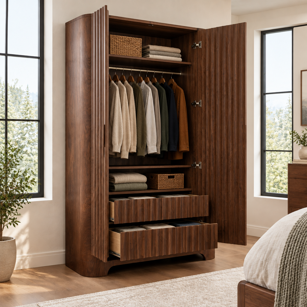 Atelier Sculpted Armoire Wardrobe in use