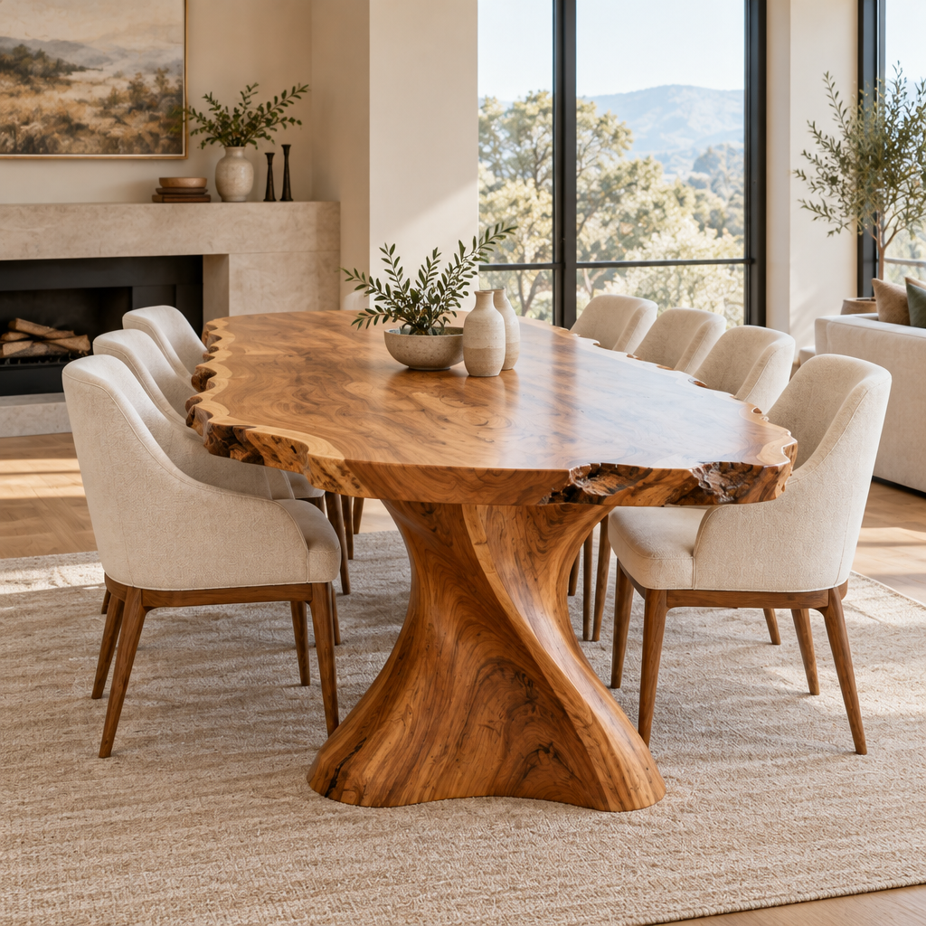 Riverbend Live-Edge Sculpted Base Dining Table side view