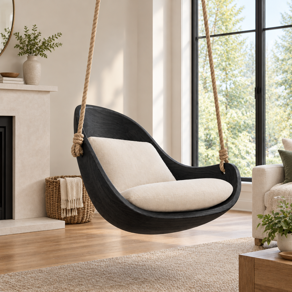 Atelier Hanging Lounge Swing in Ebonized Black finish