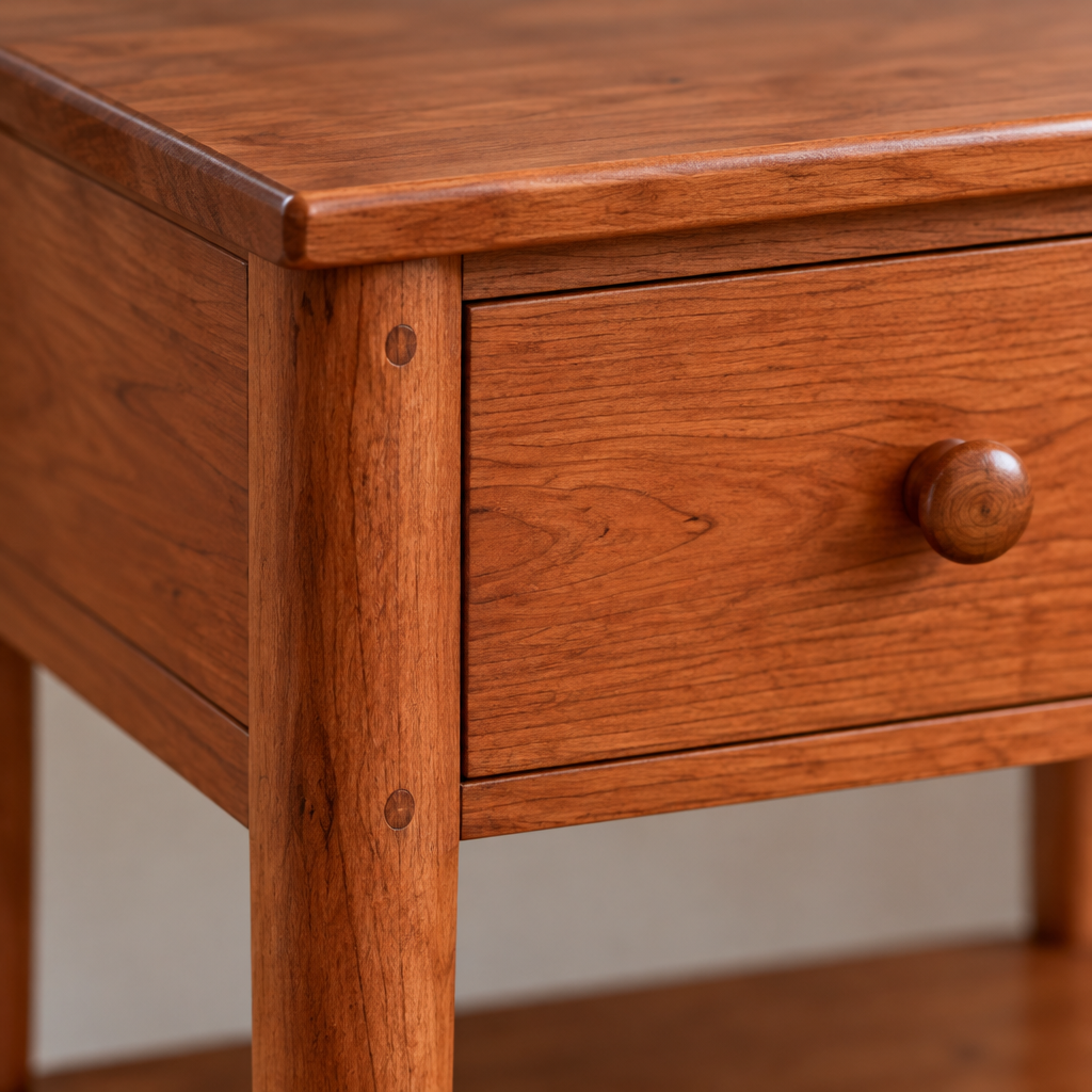 Linden Shaker Nightstand wood grain close-up