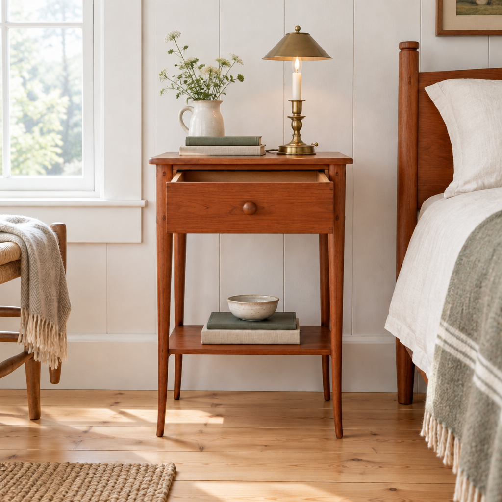 Linden Shaker Nightstand in use