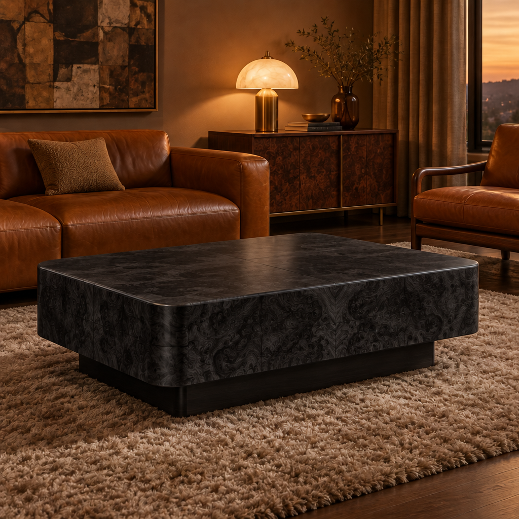 Sable Burl Coffee Table in Ebonized Black finish