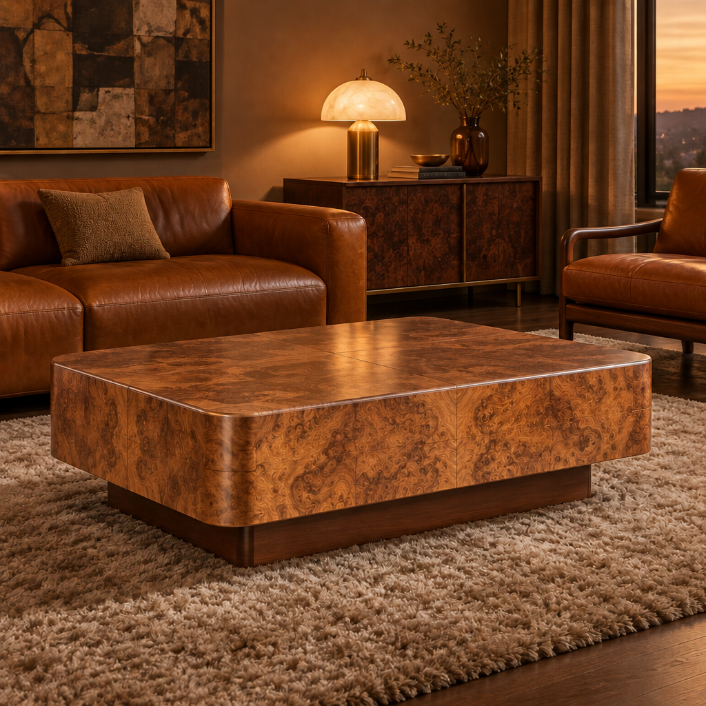 Sable Burl Coffee Table in Natural Walnut finish