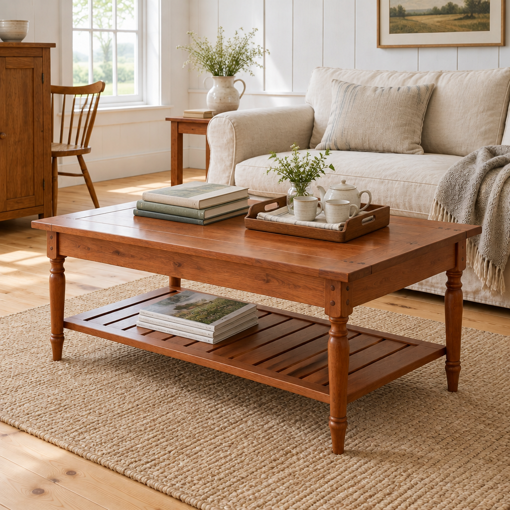 Linden Spindle Coffee Table in use