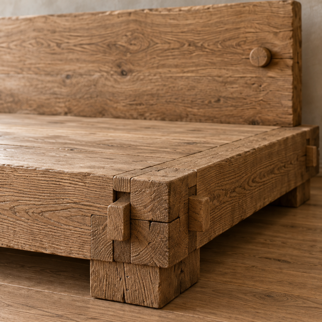 Basalt Plinth Bed wood grain close-up
