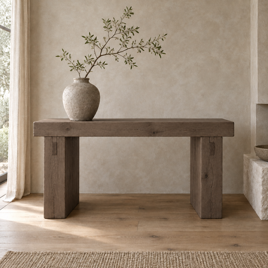 Basalt Monolith Console Table in Smoked Oak finish