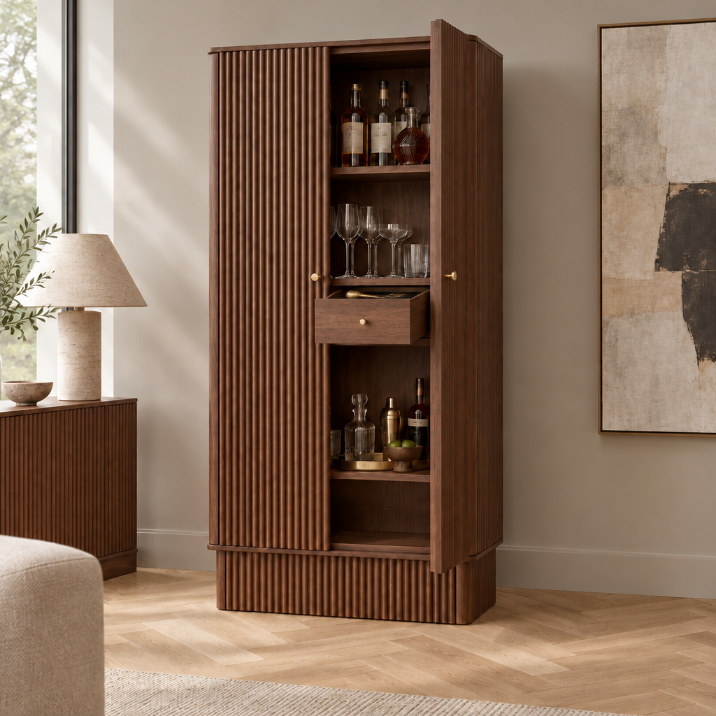 Arden Fluted Bar Cabinet in use