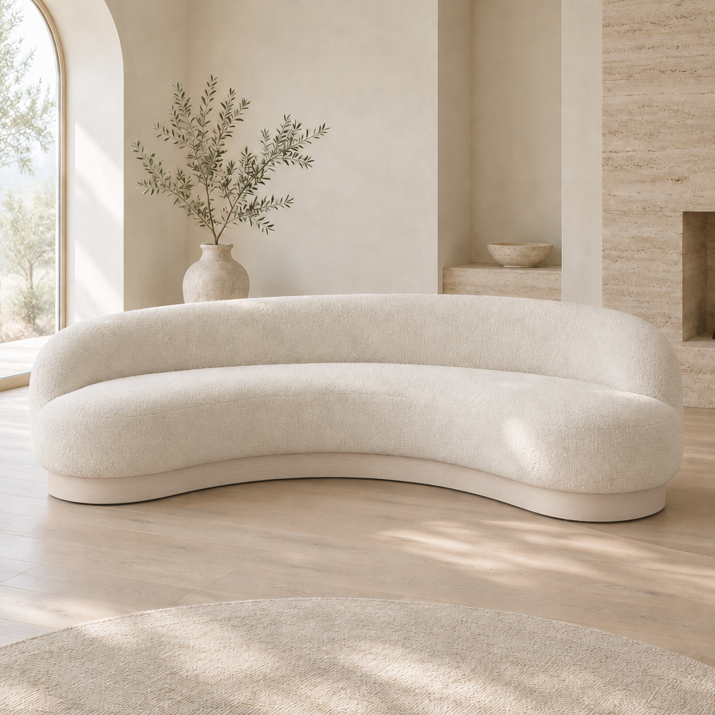 Cove Curved Sofa in Bleached Oak finish