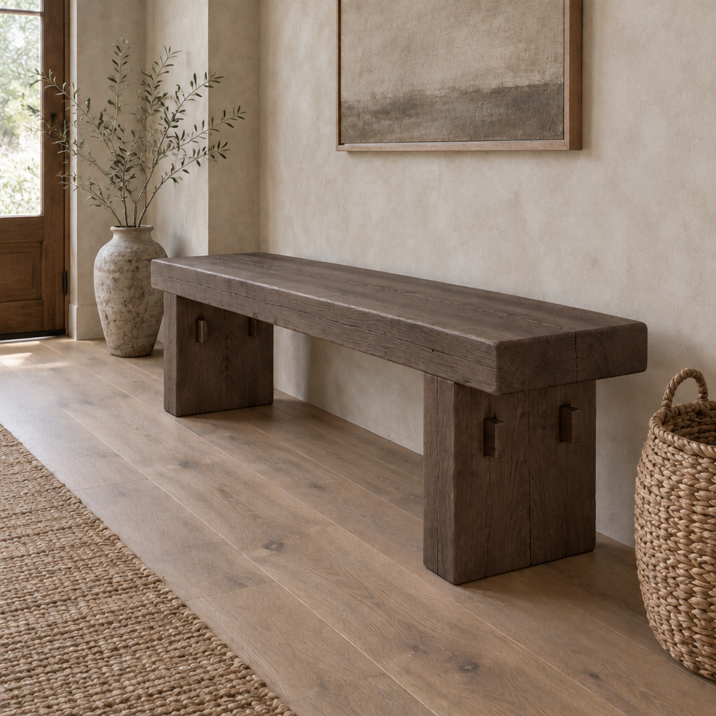 Basalt Solid Oak Bench in Smoked Oak finish
