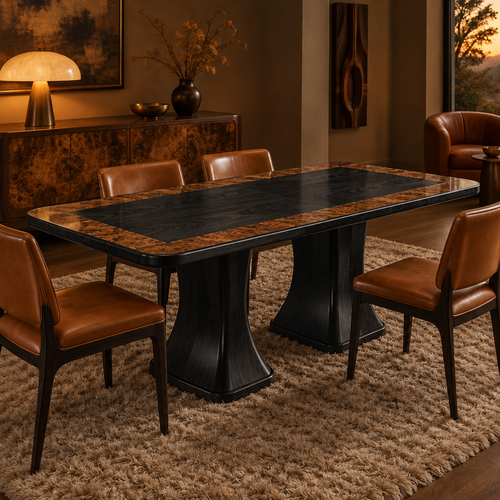 Sable Walnut Dining Table in Ebonized Black finish
