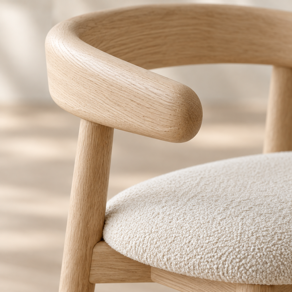 Cove Curved Back Dining Chair wood grain close-up
