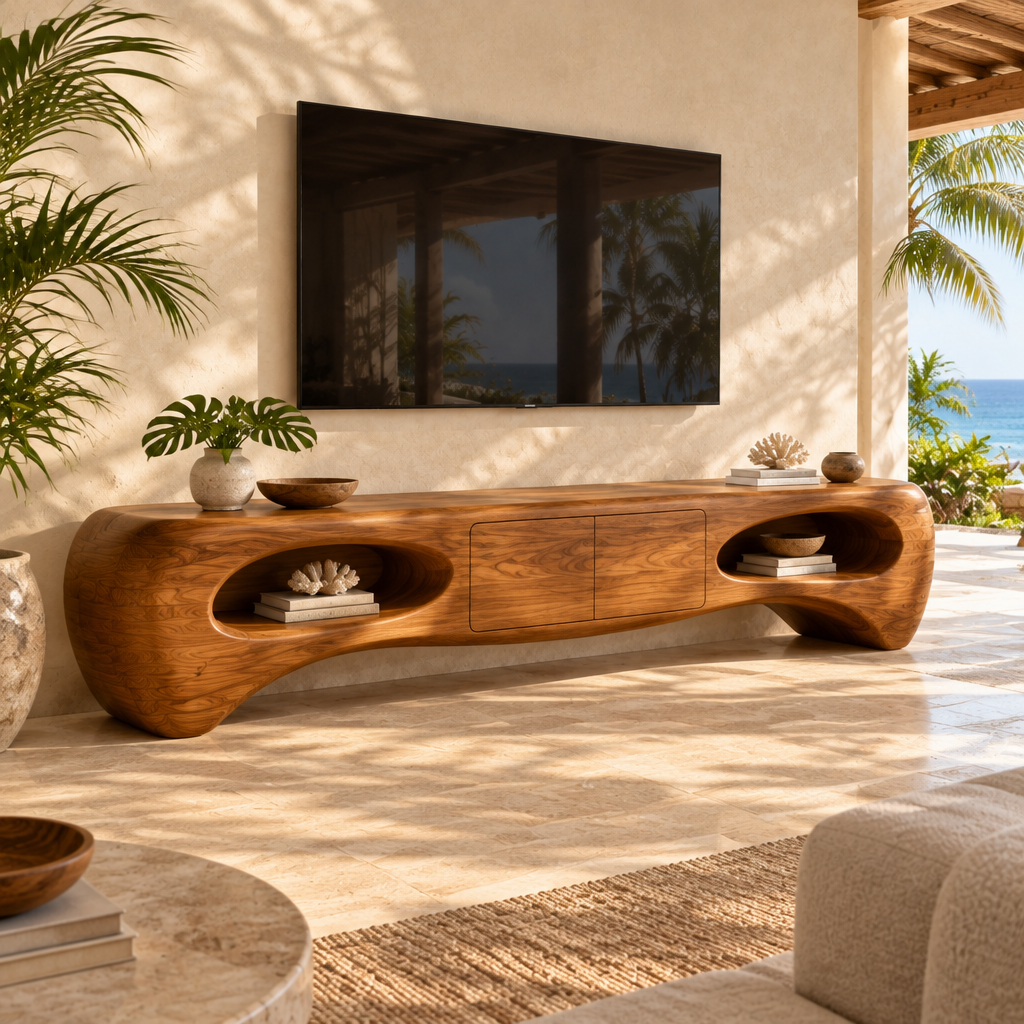 Solana Lagoon Sculpted Media Console side view