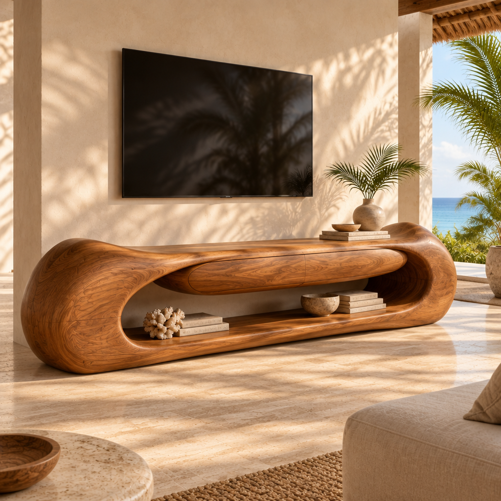 Solana Dune Sculpted Media Console side view