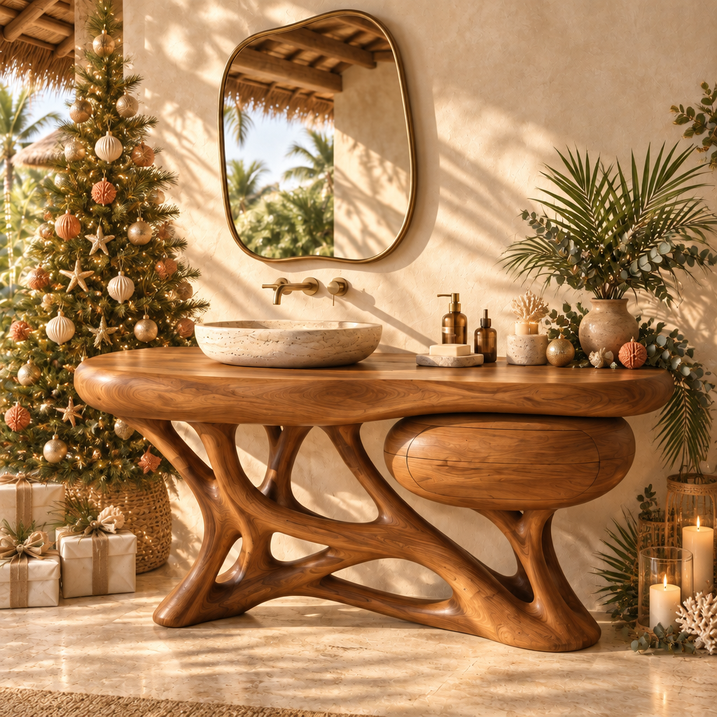 Solana Coral Base Vanity styled for the holidays