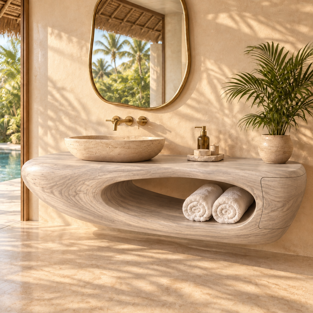 Solana Sea-Cave Vanity in Whitewashed Teak finish