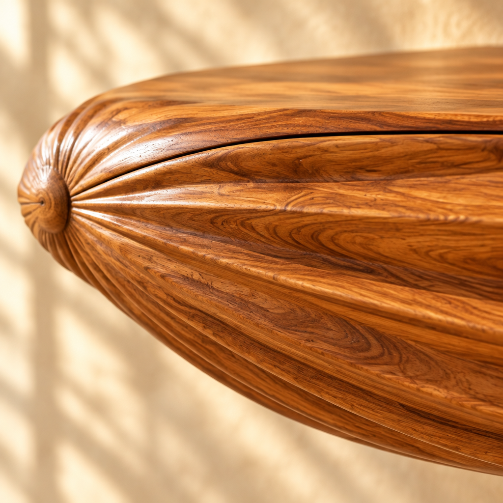 Solana Clamshell Floating Vanity teak grain close-up