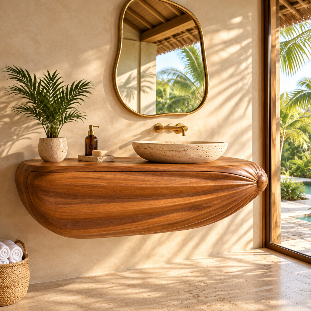 Solana Clamshell Floating Vanity side view
