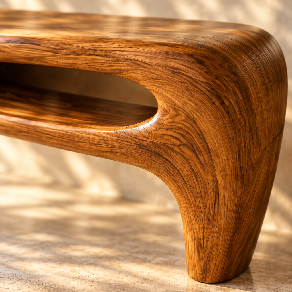 Solana Tide-Pool Integrated Basin Vanity teak grain close-up