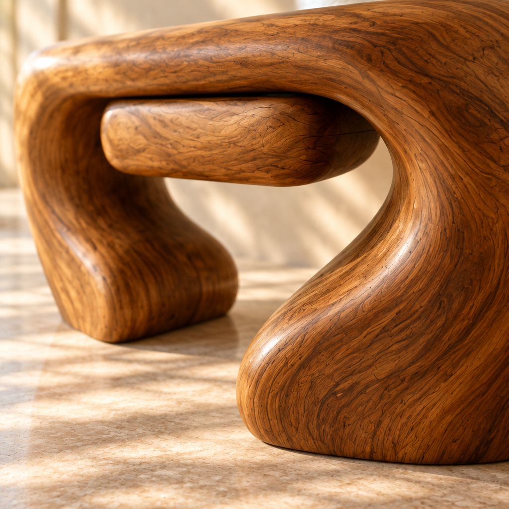 Solana Swell Arch Vanity teak grain close-up