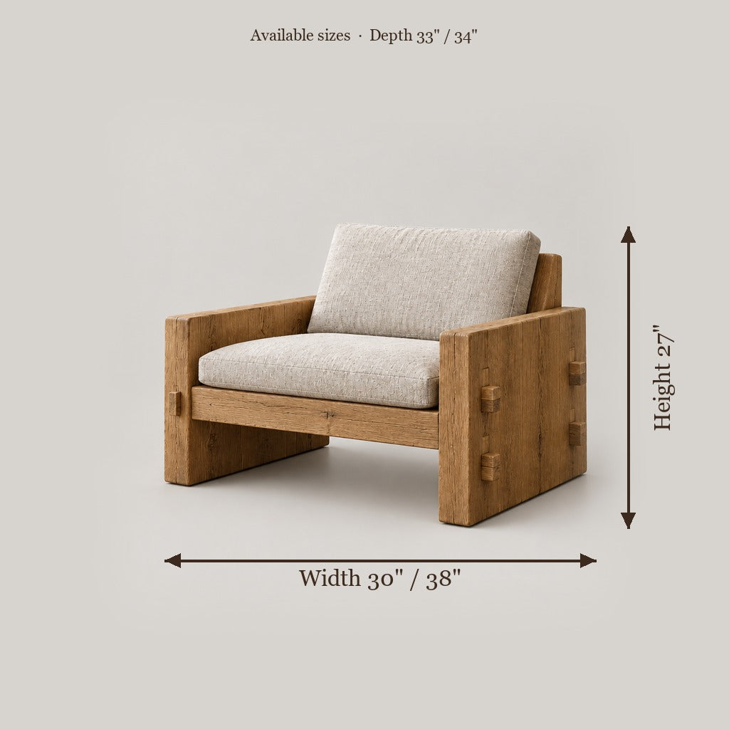 Basalt Slab Lounge Chair size chart