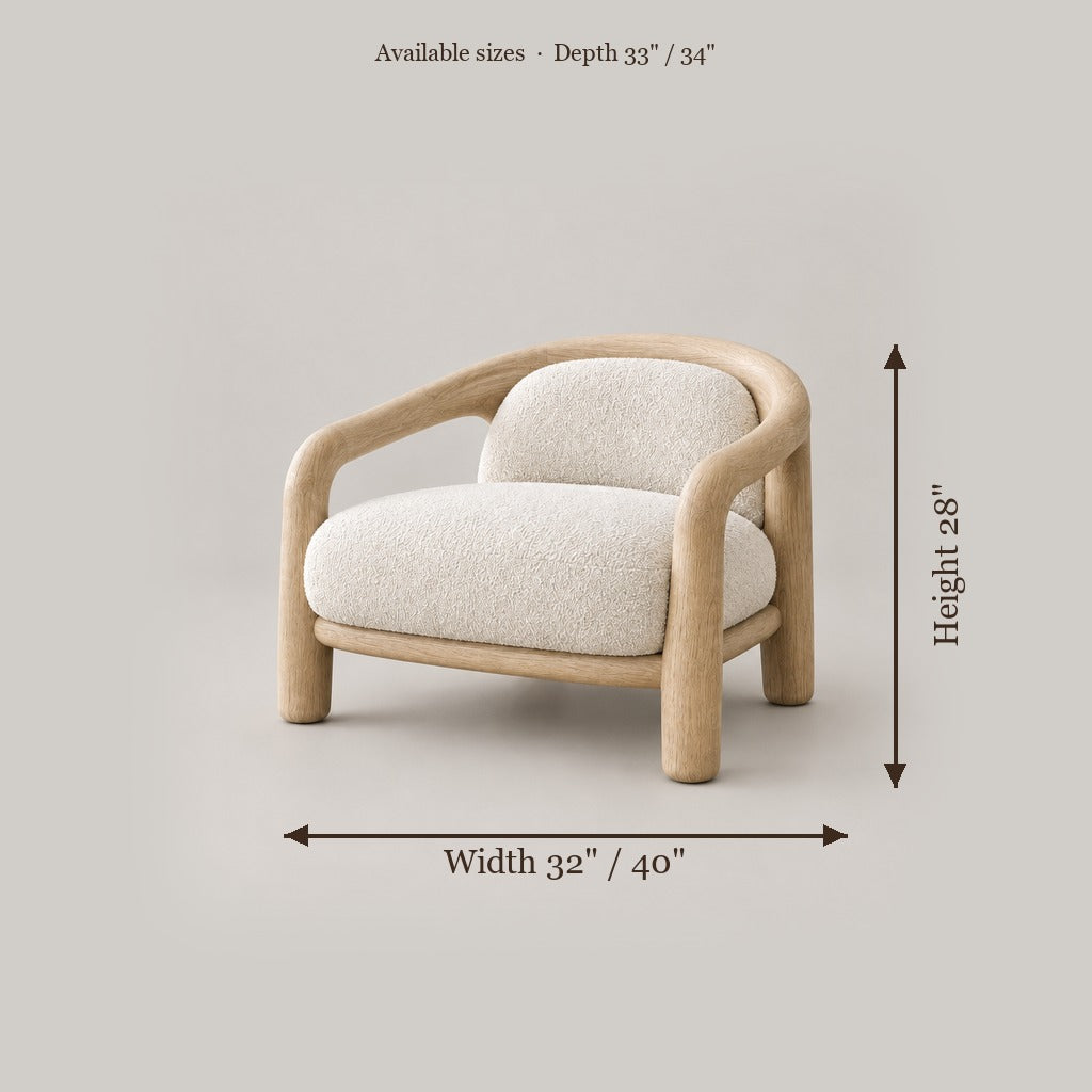 Cove Rounded Lounge Chair size chart