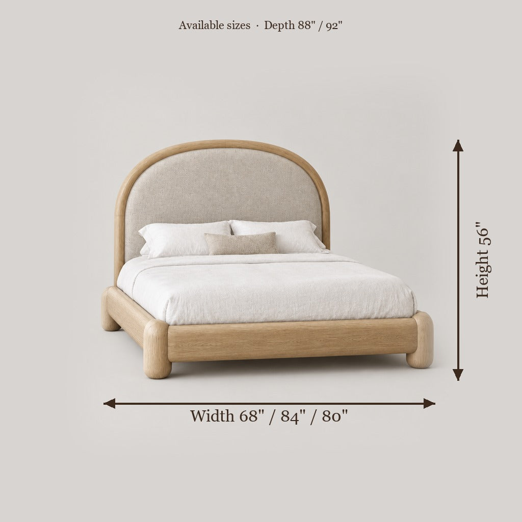 Cove Arched Upholstered Bed size chart